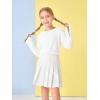 Girls Thumb Holes Long Sleeve Shirts Kids Crewneck Hem Loose Tunic Tops 5-14 Years(White)