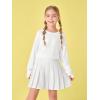 Girls Thumb Holes Long Sleeve Shirts Kids Crewneck Hem Loose Tunic Tops 5-14 Years(White)