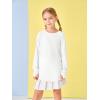 Girls Thumb Holes Long Sleeve Shirts Kids Crewneck Hem Loose Tunic Tops 5-14 Years(White)