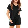 Haloumoning Girls 2 Piece Outfits Short Sleeve T Shirt and Drawstring Shorts Summer Clothing Sets(Black)