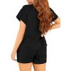 Haloumoning Girls 2 Piece Outfits Short Sleeve T Shirt and Drawstring Shorts Summer Clothing Sets(Black)