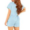 Haloumoning Girls 2 Piece Outfits Short Sleeve T Shirt and Drawstring Shorts Summer Clothing Sets(Blue)