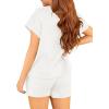 Haloumoning Girls 2 Piece Outfits Short Sleeve T Shirt and Drawstring Shorts Summer Clothing Sets(White)