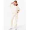 Haloumoning Girls 2 Piece Outfits Sweater Knit Pullover Tops and Pants Lounge Set Kids Winter Clothing Sets 4-14 Years(Beige)