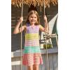 Haloumoning Girls Color Block Crochet Knit Swim Cover up Kids Summer Sleeveless Beach Dress 5-14 Years(Purple)