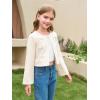 Haloumoning Girls Cropped Cardigan Sweater Kids Cute Bow Long Sleeve Knitted Sweaters Tops 5-14 Years(Off-white)