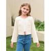 Haloumoning Girls Cropped Cardigan Sweater Kids Cute Bow Long Sleeve Knitted Sweaters Tops 5-14 Years(Off-white)