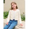 Haloumoning Girls Cropped Cardigan Sweater Kids Cute Bow Long Sleeve Knitted Sweaters Tops 5-14 Years(Off-white)