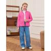 Haloumoning Girls Fleece Jacket Kids Zip Up Stand Collar Coat Fall Winter Outerwear with Pockets 5-14 Years(Hot Pink)