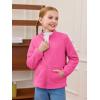 Haloumoning Girls Fleece Jacket Kids Zip Up Stand Collar Coat Fall Winter Outerwear with Pockets 5-14 Years(Hot Pink)