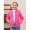 Haloumoning Girls Fleece Jacket Kids Zip Up Stand Collar Coat Fall Winter Outerwear with Pockets 5-14 Years(Hot Pink)