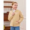 Haloumoning Girls Fleece Jacket Kids Zip Up Stand Collar Coat Fall Winter Outerwear with Pockets 5-14 Years(Khaki)