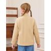 Haloumoning Girls Fleece Jacket Kids Zip Up Stand Collar Coat Fall Winter Outerwear with Pockets 5-14 Years(Khaki)