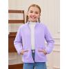 Haloumoning Girls Fleece Jacket Kids Zip Up Stand Collar Coat Fall Winter Outerwear with Pockets 5-14 Years(Light Purple)