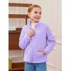 Haloumoning Girls Fleece Jacket Kids Zip Up Stand Collar Coat Fall Winter Outerwear with Pockets 5-14 Years(Light Purple)