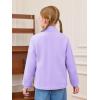 Haloumoning Girls Fleece Jacket Kids Zip Up Stand Collar Coat Fall Winter Outerwear with Pockets 5-14 Years(Light Purple)