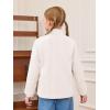Haloumoning Girls Fleece Jacket Kids Zip Up Stand Collar Coat Fall Winter Outerwear with Pockets 5-14 Years(White)