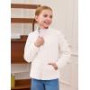 Haloumoning Girls Fleece Jacket Kids Zip Up Stand Collar Coat Fall Winter Outerwear with Pockets 5-14 Years(White)