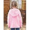 Haloumoning Girls Fuzzy Hoodies Kids Sherpa Quarter Zip Hooded Sweatshirts with Pocket 5-14 Years(Pink)