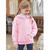Haloumoning Girls Fuzzy Hoodies Kids Sherpa Quarter Zip Hooded Sweatshirts with Pocket 5-14 Years(Pink)