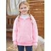 Haloumoning Girls Fuzzy Hoodies Kids Sherpa Quarter Zip Hooded Sweatshirts with Pocket 5-14 Years(Pink)