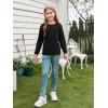 Haloumoning Girls Long Sleeve Shirts Kids Crewneck Soft Tunic Tops Basic Casual T-Shirts 5-14 Years with Pocket(Black)