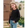 Haloumoning Girls Long Sleeve Shirts Kids Crewneck Soft Tunic Tops Basic Casual T-Shirts 5-14 Years with Pocket(Black)