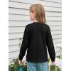 Haloumoning Girls Long Sleeve Shirts Kids Crewneck Soft Tunic Tops Basic Casual T-Shirts 5-14 Years with Pocket(Black)