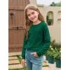 Haloumoning Girls Long Sleeve Shirts Kids Crewneck Soft Tunic Tops Basic Casual T-Shirts 5-14 Years with Pocket(Dark Green)