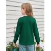 Haloumoning Girls Long Sleeve Shirts Kids Crewneck Soft Tunic Tops Basic Casual T-Shirts 5-14 Years with Pocket(Dark Green)