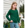 Haloumoning Girls Long Sleeve Shirts Kids Crewneck Soft Tunic Tops Basic Casual T-Shirts 5-14 Years with Pocket(Dark Green)