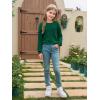 Haloumoning Girls Long Sleeve Shirts Kids Crewneck Soft Tunic Tops Basic Casual T-Shirts 5-14 Years with Pocket(Dark Green)