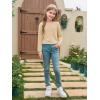 Haloumoning Girls Long Sleeve Shirts Kids Crewneck Soft Tunic Tops Basic Casual T-Shirts 5-14 Years with Pocket(Light Khaki)