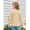 Haloumoning Girls Long Sleeve Shirts Kids Crewneck Soft Tunic Tops Basic Casual T-Shirts 5-14 Years with Pocket(Light Khaki)