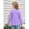 Haloumoning Girls Long Sleeve Shirts Kids Crewneck Soft Tunic Tops Basic Casual T-Shirts 5-14 Years with Pocket(Light Purple)