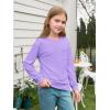 Haloumoning Girls Long Sleeve Shirts Kids Crewneck Soft Tunic Tops Basic Casual T-Shirts 5-14 Years with Pocket(Light Purple)