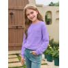 Haloumoning Girls Long Sleeve Shirts Kids Crewneck Soft Tunic Tops Basic Casual T-Shirts 5-14 Years with Pocket(Light Purple)