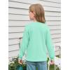 Haloumoning Girls Long Sleeve Shirts Kids Crewneck Soft Tunic Tops Basic Casual T-Shirts 5-14 Years with Pocket(Mint)