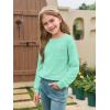 Haloumoning Girls Long Sleeve Shirts Kids Crewneck Soft Tunic Tops Basic Casual T-Shirts 5-14 Years with Pocket(Mint)