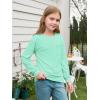 Haloumoning Girls Long Sleeve Shirts Kids Crewneck Soft Tunic Tops Basic Casual T-Shirts 5-14 Years with Pocket(Mint)