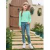 Haloumoning Girls Long Sleeve Shirts Kids Crewneck Soft Tunic Tops Basic Casual T-Shirts 5-14 Years with Pocket(Mint)