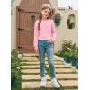 Haloumoning Girls Long Sleeve Shirts Kids Crewneck Soft Tunic Tops Basic Casual T-Shirts 5-14 Years with Pocket(Pink)
