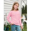 Haloumoning Girls Long Sleeve Shirts Kids Crewneck Soft Tunic Tops Basic Casual T-Shirts 5-14 Years with Pocket(Pink)