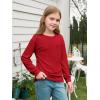 Haloumoning Girls Long Sleeve Shirts Kids Crewneck Soft Tunic Tops Basic Casual T-Shirts 5-14 Years with Pocket(Red)
