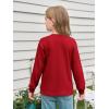 Haloumoning Girls Long Sleeve Shirts Kids Crewneck Soft Tunic Tops Basic Casual T-Shirts 5-14 Years with Pocket(Red)