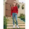 Haloumoning Girls Long Sleeve Shirts Kids Crewneck Soft Tunic Tops Basic Casual T-Shirts 5-14 Years with Pocket(Red)