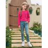 Haloumoning Girls Long Sleeve Shirts Kids Crewneck Soft Tunic Tops Basic Casual T-Shirts 5-14 Years with Pocket(Rose Red)