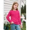 Haloumoning Girls Long Sleeve Shirts Kids Crewneck Soft Tunic Tops Basic Casual T-Shirts 5-14 Years with Pocket(Rose Red)