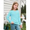 Haloumoning Girls Long Sleeve Shirts Kids Crewneck Soft Tunic Tops Basic Casual T-Shirts 5-14 Years with Pocket(Sky Blue)