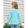 Haloumoning Girls Long Sleeve Shirts Kids Crewneck Soft Tunic Tops Basic Casual T-Shirts 5-14 Years with Pocket(Sky Blue)